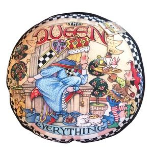 The Queen of Everything Mary Engelbreit Artistic 18” Round Pillow New with tags